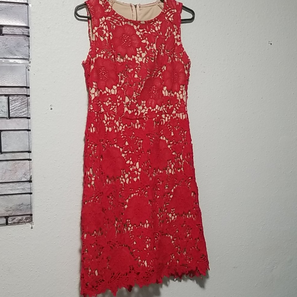 Red and begie dress by Ryan Michelle. Size M.